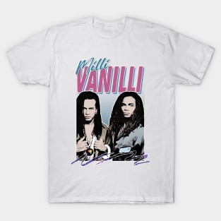 Milli Vanilli - 80's Fanart Aesthetic Design Tribute T-Shirt